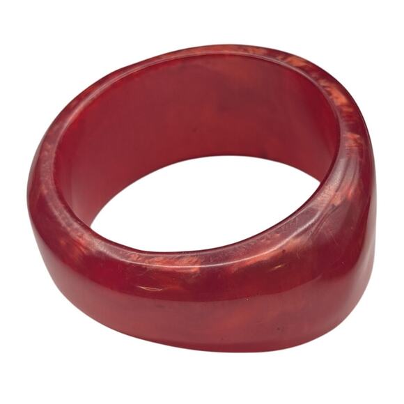 Vintage Red/Orange Marbled Possibly Bakelite Bangle Bracelet Plus One - Picture 5 of 10